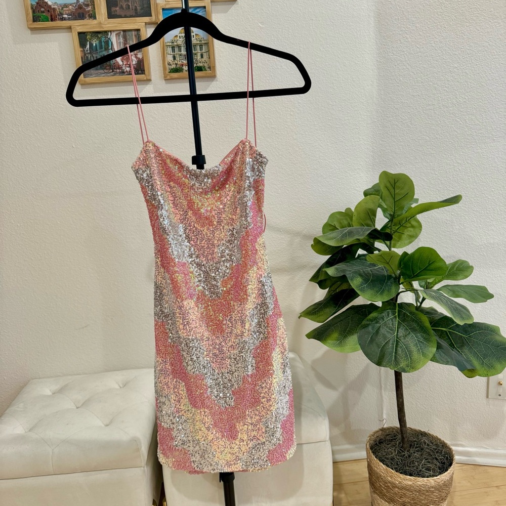 WINDSOR | Coral Sequin Mini Dress | New Years Eve